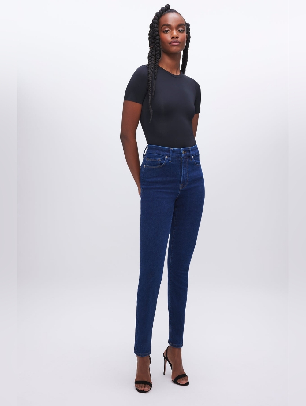 Good American Good Waist High Rise Skinny Jeans Dark Wash Size 6/28
